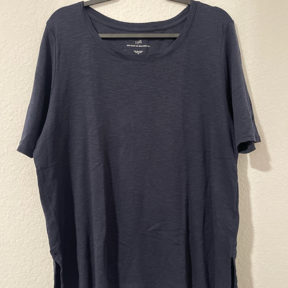 J. Jill Plus Size Pima Cotton Navy T-Shirt - size xl